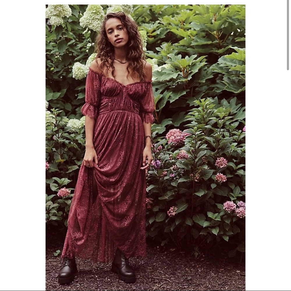 FREE PEOPLE DEAR JANE LACE MIDI DRESS - Picture 4 of 11